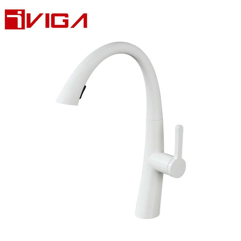 Single Handle Pull-Down White Kitchen Faucet 42208001LW