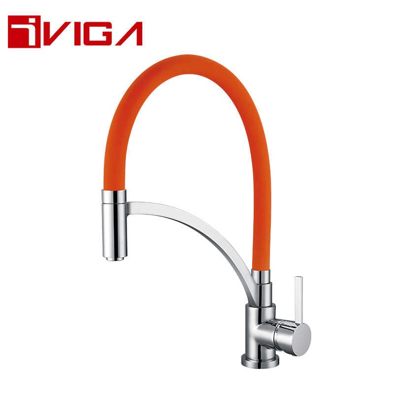 99200105CH Single Hole Pull Down Orange Kitchen Faucet