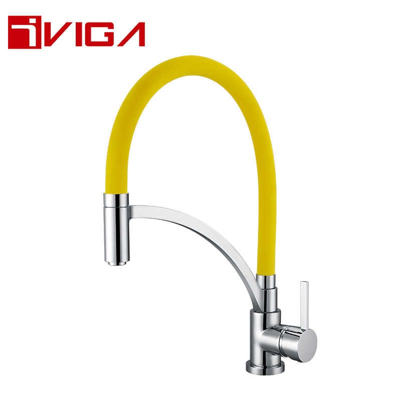 Single Hole Pre-Rinse Pull Down Yellow Kitchen Faucet 99200107CH