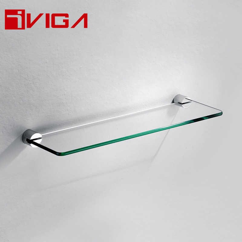 481413CH Single layer glass shelf with brass holder
