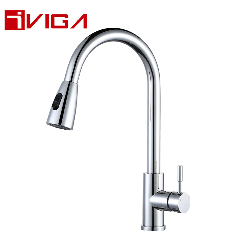 Chrome Single Handle Kitchen Faucet for RV, Laundry, Bar 
