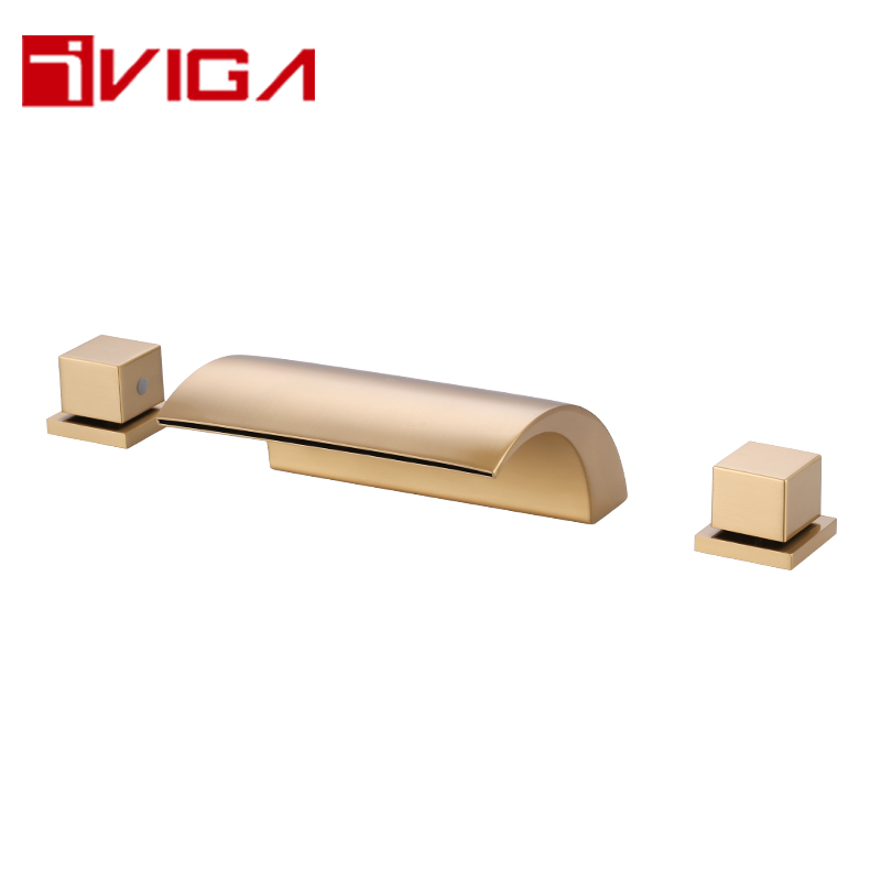 Brushed Gold Roman Tub Faucet Widespread Waterfall Spout 99434201BG