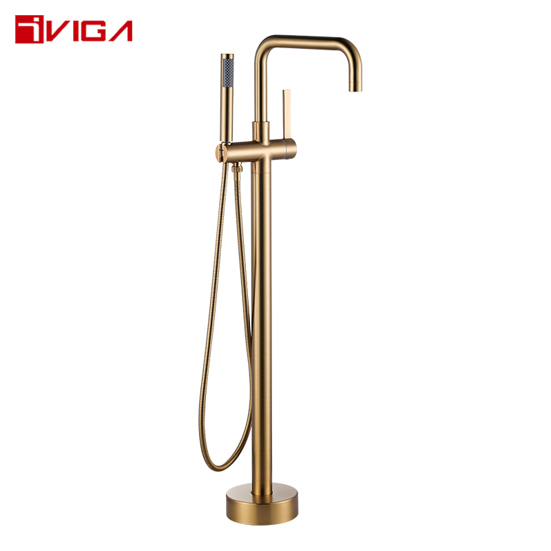 79466501BG Elegant Design Brushed Gold Floor Mounted Free Standing Bath Shower Mixer