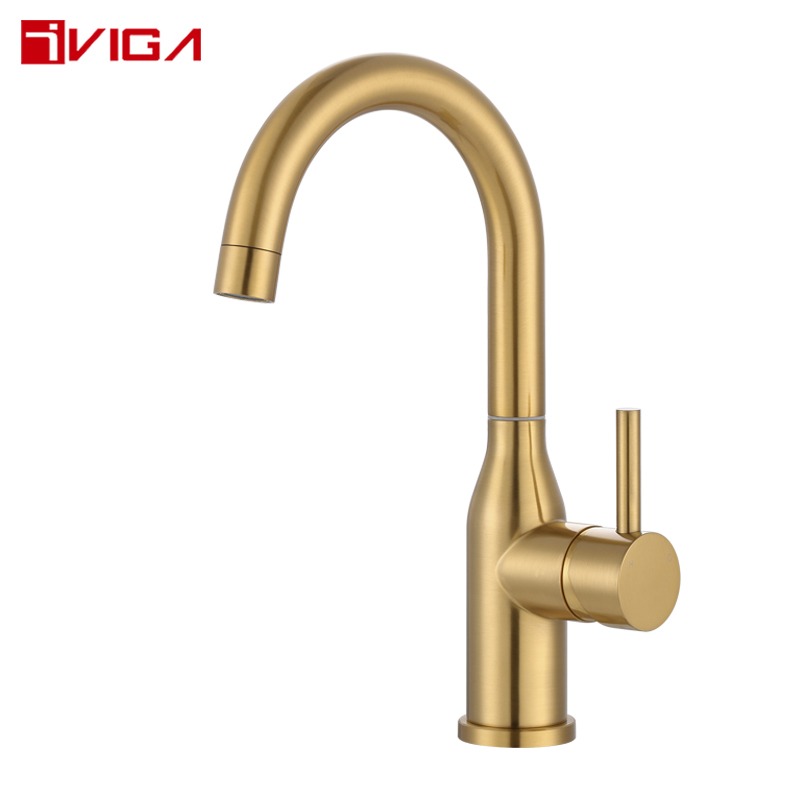 Brushed Gold Wet Bar Sink Faucet,1 Handle Small Kithcen Faucet for RV Sink 891300BG