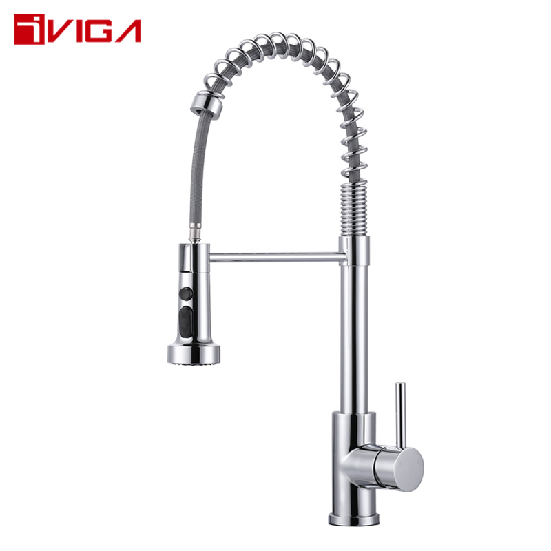 Chrome Kitchen Faucet with Durable Spring&Pull Down Sprayer for Sink 42222801CH